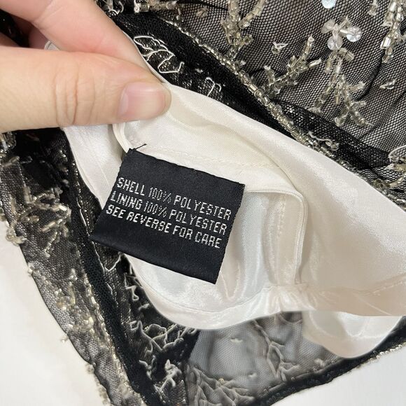 Y2k 90s Vintage Tank Black Mesh Beades Sequin Sheer Sz S/M - Picture 4 of 7